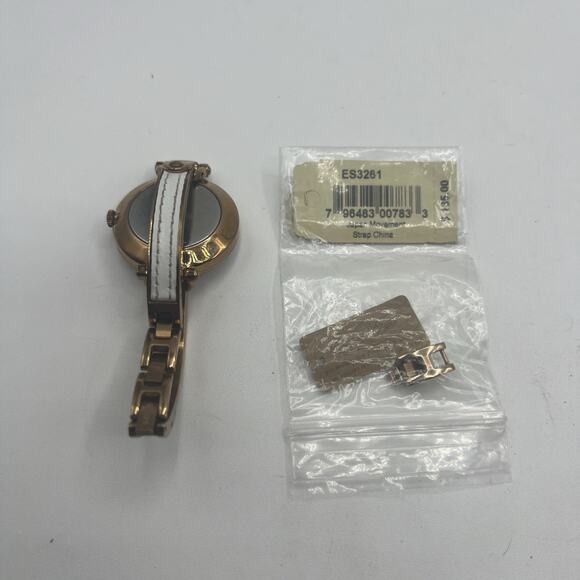 FOSSIL GEORGIA ROSE GOLD DIAL WHITE LEATHER & ST. STEEL LADIES WATCH No Battery - Picture 2 of 7